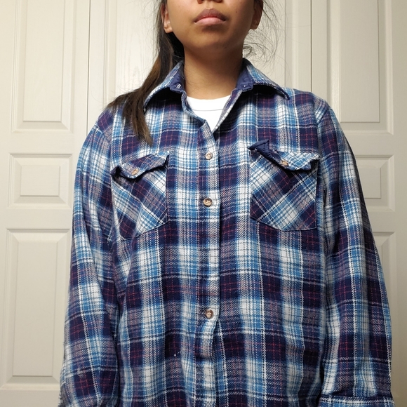 Oversized Blue and red Flannel - Picture 3 of 6